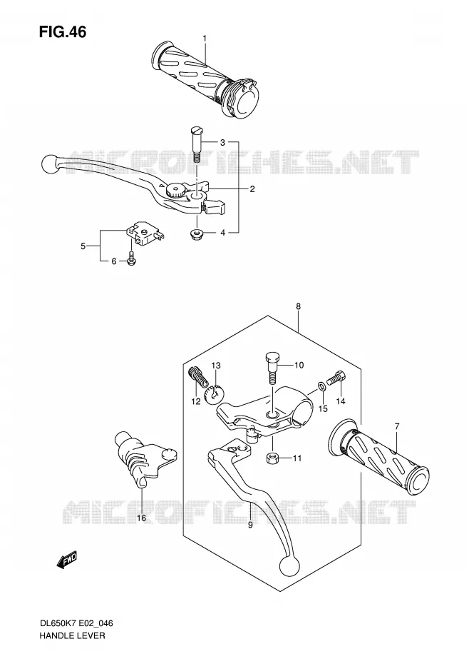 HEFBOMEN - HANDGRIPS (MODEL K7/K8) Suzuki MOTO 650 V-STROM 2009  DL650AK9(E2)