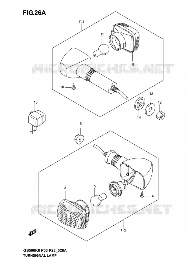INDICATOREN (GS500K4/K5/K6 P28) Suzuki MOTO 500 GS-E 2004  GS500K4(P3)