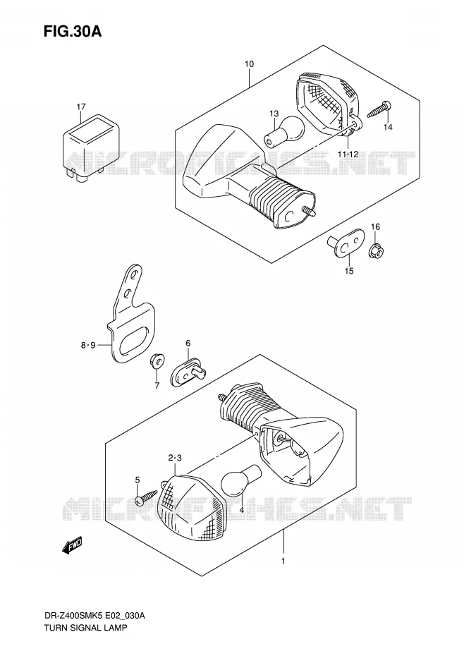 INDICATOREN (MODEL K6/K7/K8/K9) Suzuki MOTO 400 DR-Z 2007  DR-Z400SMUK7(E2)