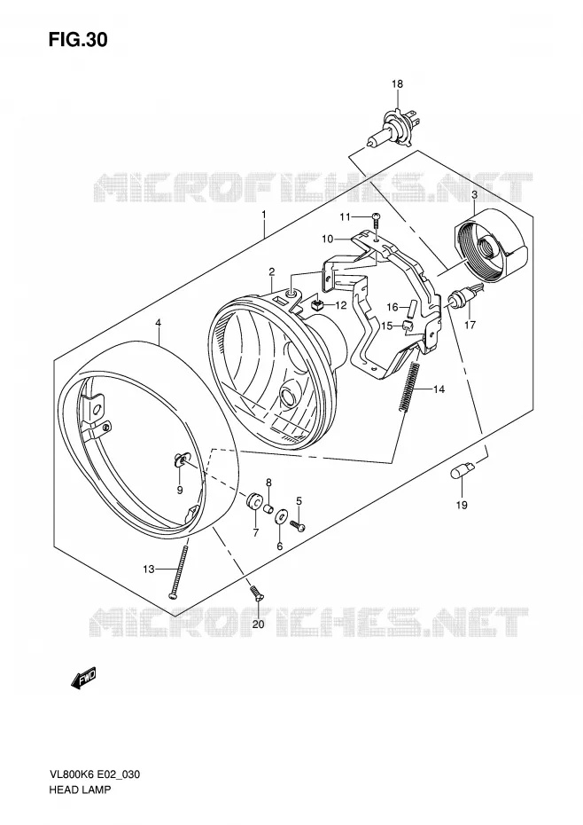 KOPLAMP (E2/E19) Suzuki MOTO 800 VOLUSIA 2007  VL800CUEK7(E2)