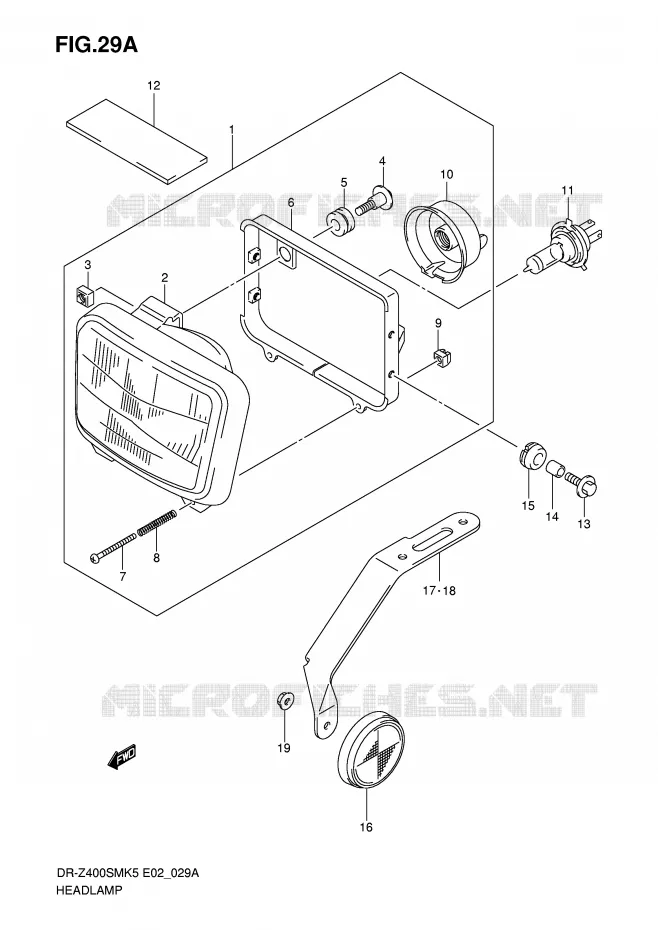 KOPLAMP (E24) Suzuki MOTO 400 DR-Z 2006  DR-Z400SMK6(E2)