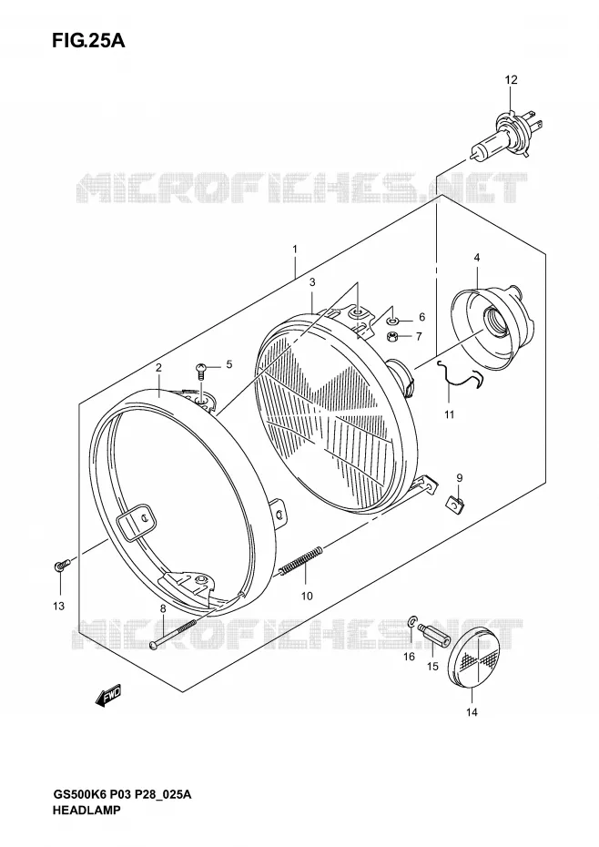 KOPLAMP (GS500K4/K5/K6 P28) Suzuki MOTO 500 GS-F 2006  GS500FK6(P3)