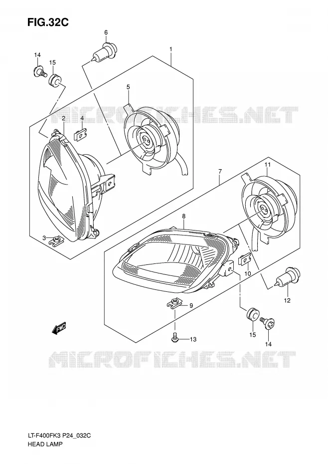 KOPLAMP (MODEL K6/K7) Suzuki QUAD 400 EIGER 2005  LT-F400FK5(P24)