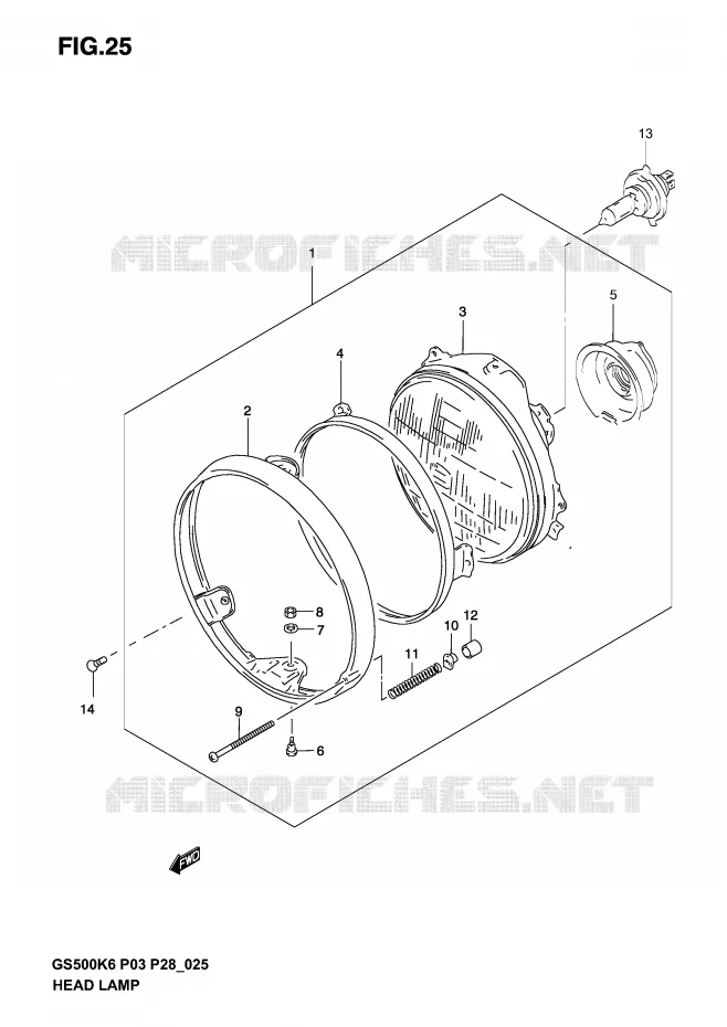 KOPLAMP (MODELE K3) Suzuki MOTO 500 GS-E 2003  GS500K3(P3)