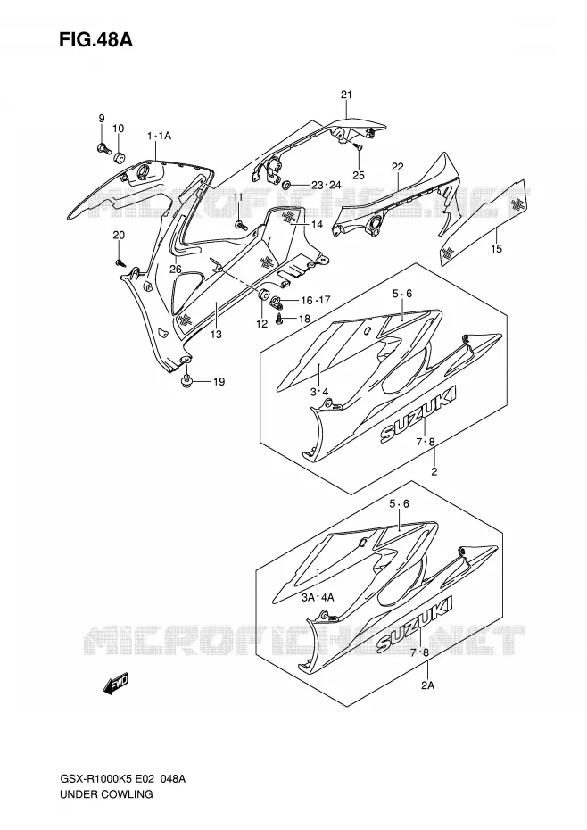ONDER COWLING (MODELE K6) Suzuki MOTO 1000 GSX-R 2006  GSX-R1000U2K6(E2)