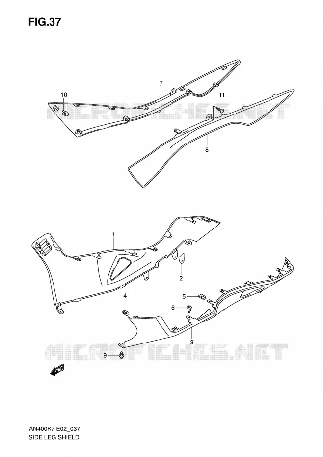 ONDERAANKLEDING (MODEL K7/K8) Suzuki SCOOTER 400 BURGMAN 2009  AN400AK9(E2)
