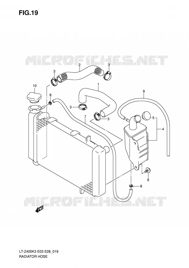 RADIATOR SLANG Suzuki QUAD 400 QUADSPORT 2005  LT-Z400K5(E3/E28)