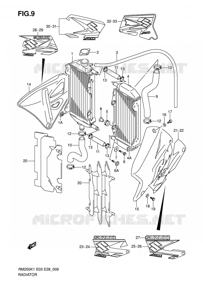 RADIATOR Suzuki MOTO 250 RM 2003  RM250K3(E3/E28)
