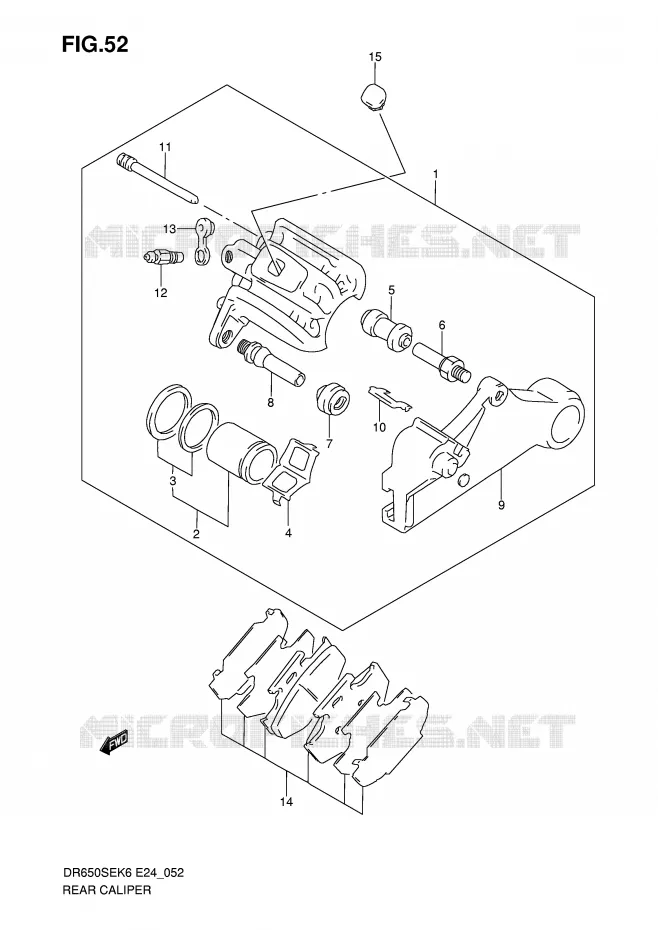 REAR CALIPER Suzuki MOTO 650 DR 2010  DR650SEL0(E24)