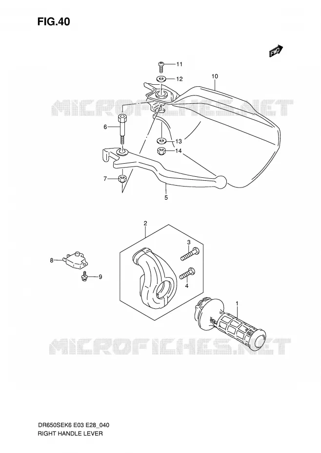 RECHTER HENDEL - HANDGREEP Suzuki MOTO 650 DR 2009  DR650SEK9(E3/E28)