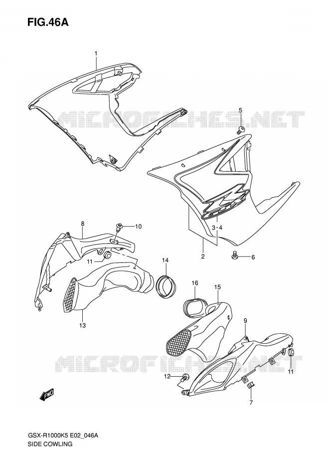 SIDE KUIP (MODELE K6) Suzuki MOTO 1000 GSX-R 2006  GSX-R1000U2K6(E2)