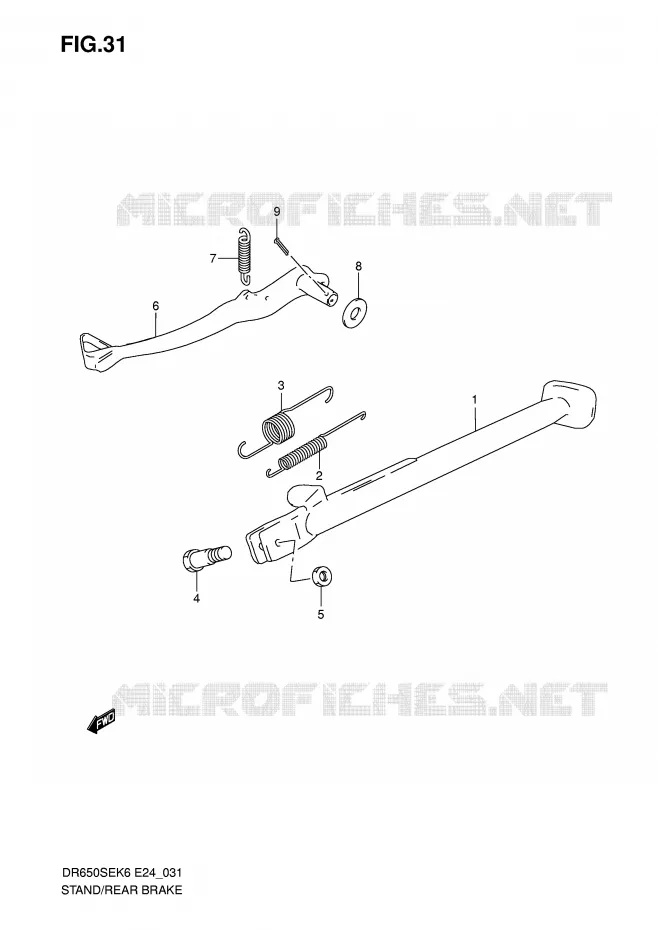STAND - ACHTER REMPEDAAL Suzuki MOTO 650 DR 2010  DR650SEL0(E24)