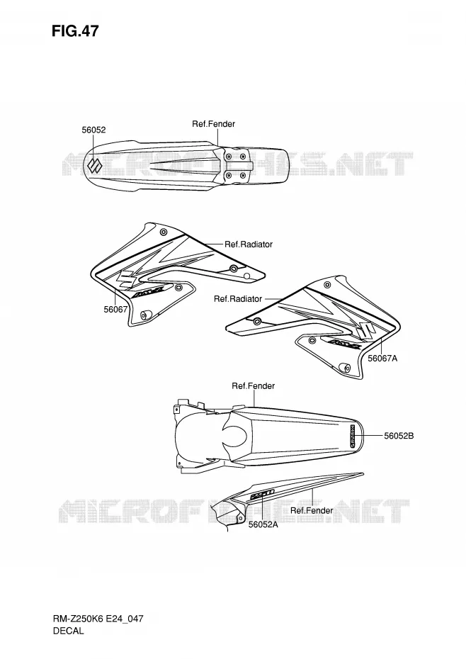 STICKERS Suzuki MOTO 250 RM-Z 2006  RM-Z250K6(E24)