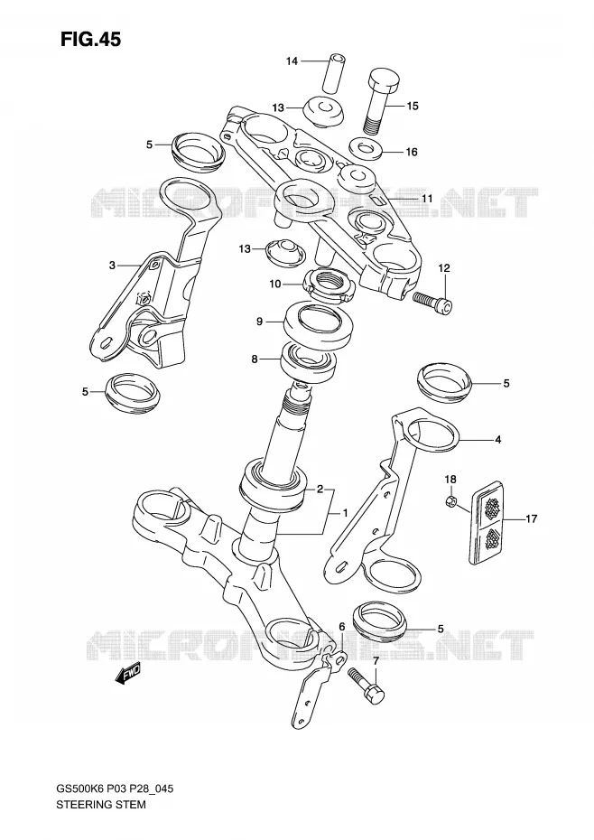STUURKOLOM (MODELE K3) Suzuki MOTO 500 GS-F 2006  GS500FK6(P3)