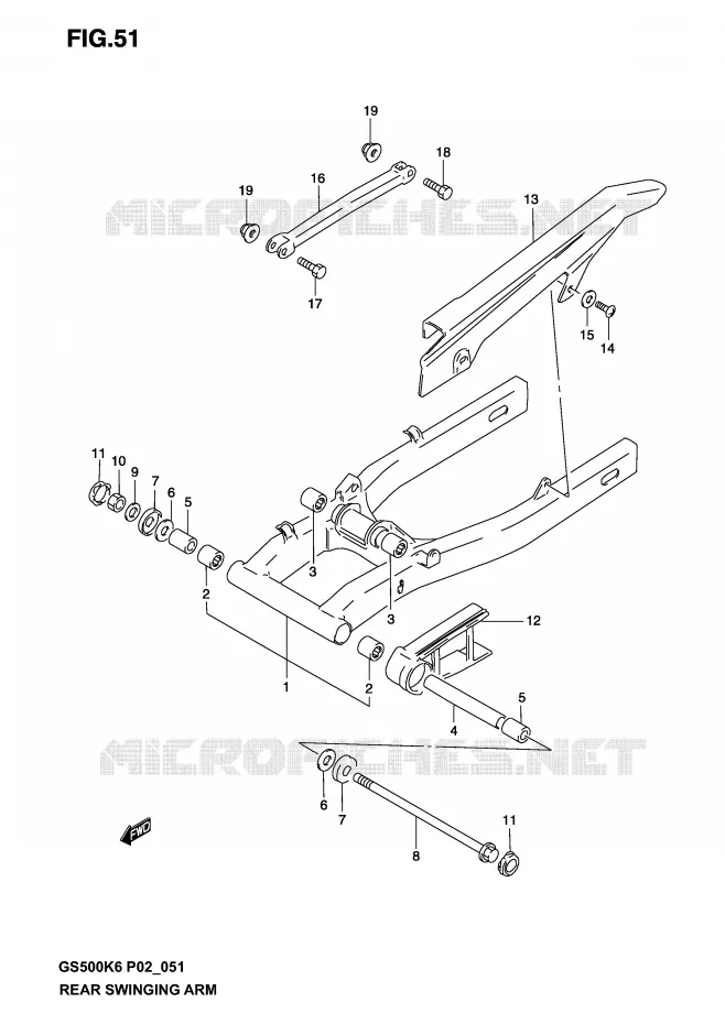 SWINGARM (MODELE K3) Suzuki MOTO 500 GS-E 2005  GS500K5(P19)
