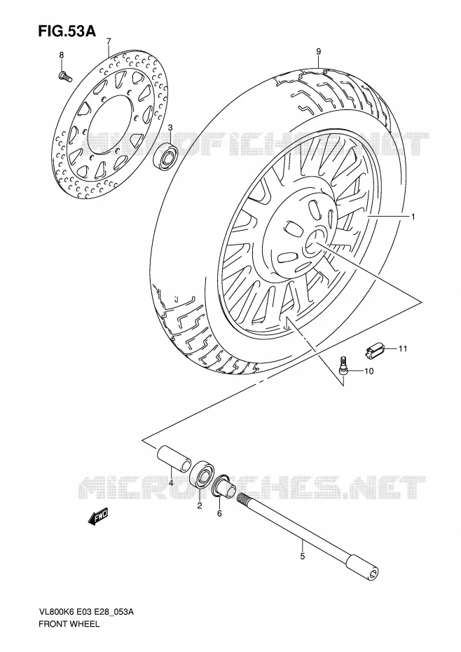 VOORWIEL (VL800CK6/CK7/CK8/CK9/CL0) Suzuki MOTO 800 INTRUDER 2010  VL800CL0(E3/E28)