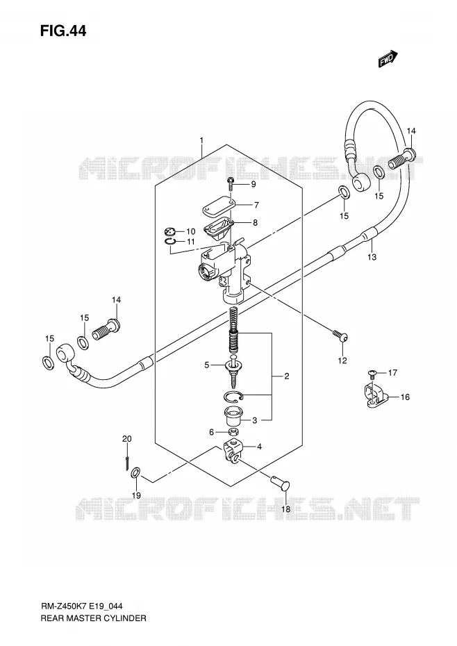 ACHTER HOOFDREMCILINDER Suzuki MOTO 450 RM-Z 2007  RM-Z450K7(E19)
