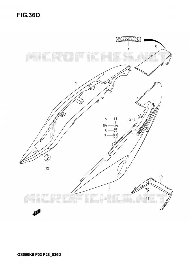 ACHTER KUIP  (GS500FK5) Suzuki MOTO 500 GS-F 2005  GS500FK5(P3)