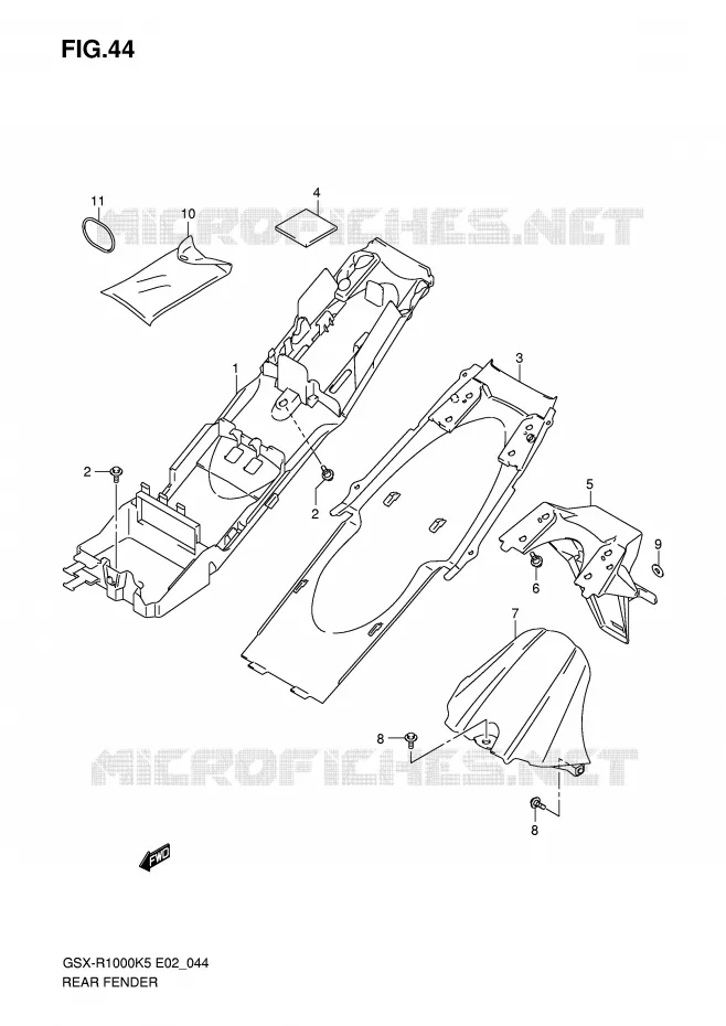 ACHTERSPATBORD Suzuki MOTO 1000 GSX-R 2005  GSX-R1000U2K5(E2)