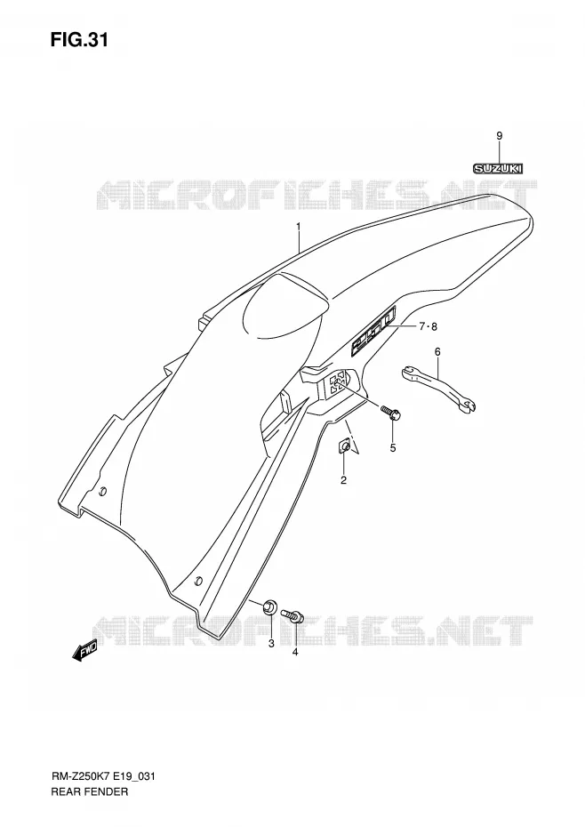 ACHTERSPATBORD Suzuki MOTO 250 RM-Z 2008  RM-Z250K8(E19)