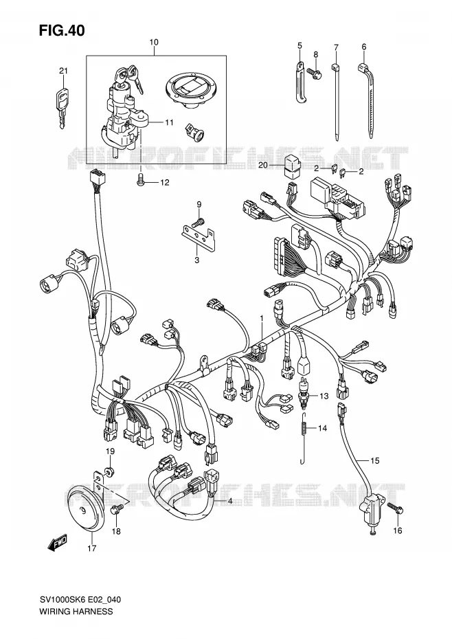 BEDRADING (SV1000/U1/U2) Suzuki MOTO 1000 SV 2007  SV1000S2K7(E2)