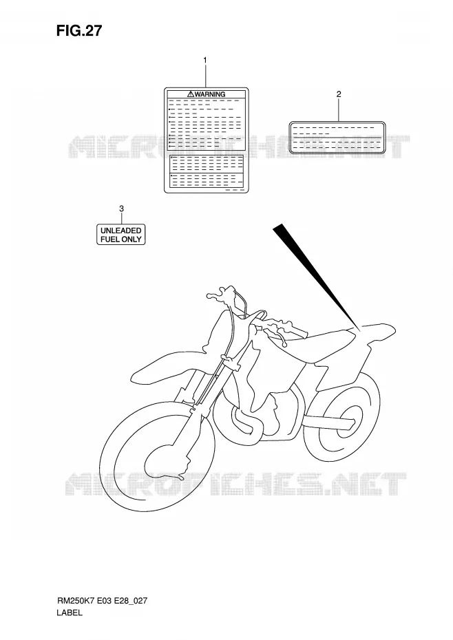 ETIKET Suzuki MOTO 250 RM 2007  RM250K7(E3/E28)