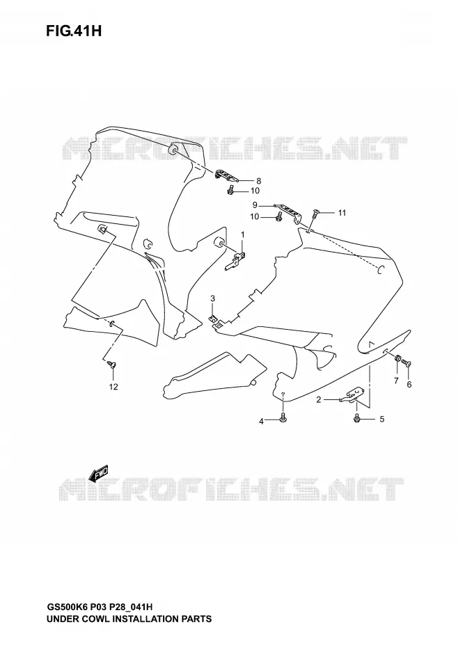 FAIRING INSTALLATIEDELEN (GS500FK4/K5/K6) Suzuki MOTO 500 GS-E 2004  GS500K4(P3)