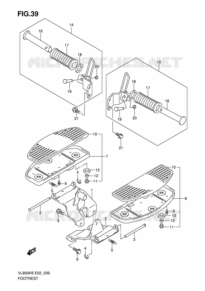 FOOTREST (MODEL K6/K7/K8) Suzuki MOTO 800 VOLUSIA 2007  VL800UEK7(E2)