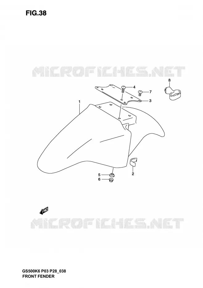 FRONT FENDER (MODELE K3) Suzuki MOTO 500 GS-F 2006  GS500FK6(P3)