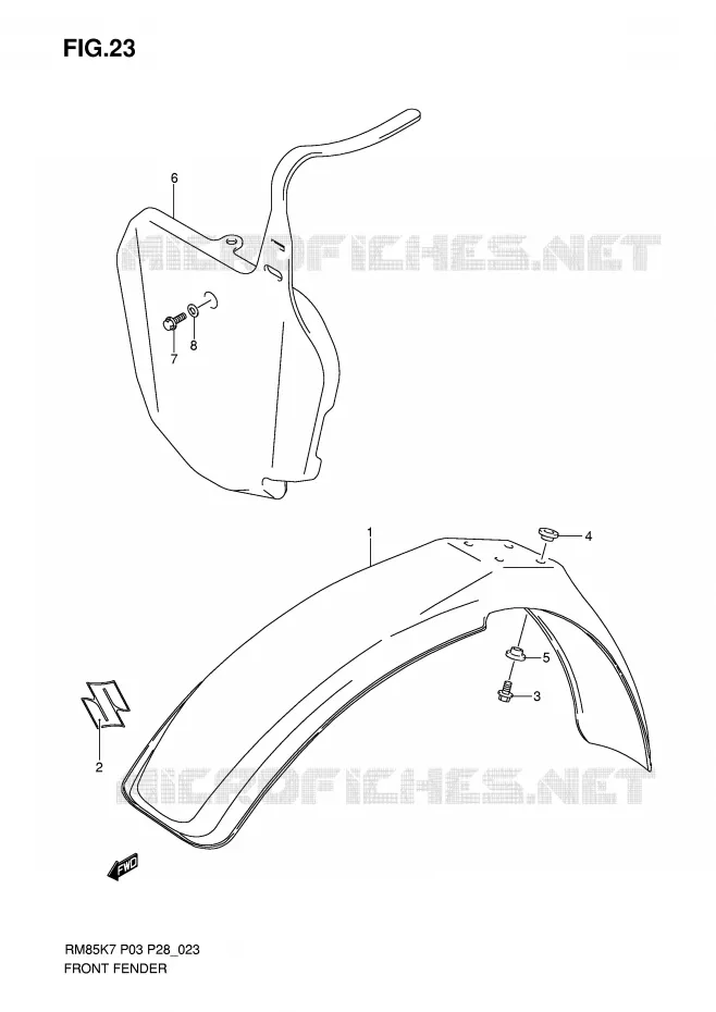 FRONT FENDER Suzuki MOTO 85 RM 2010  RM85L0(P3/P28)