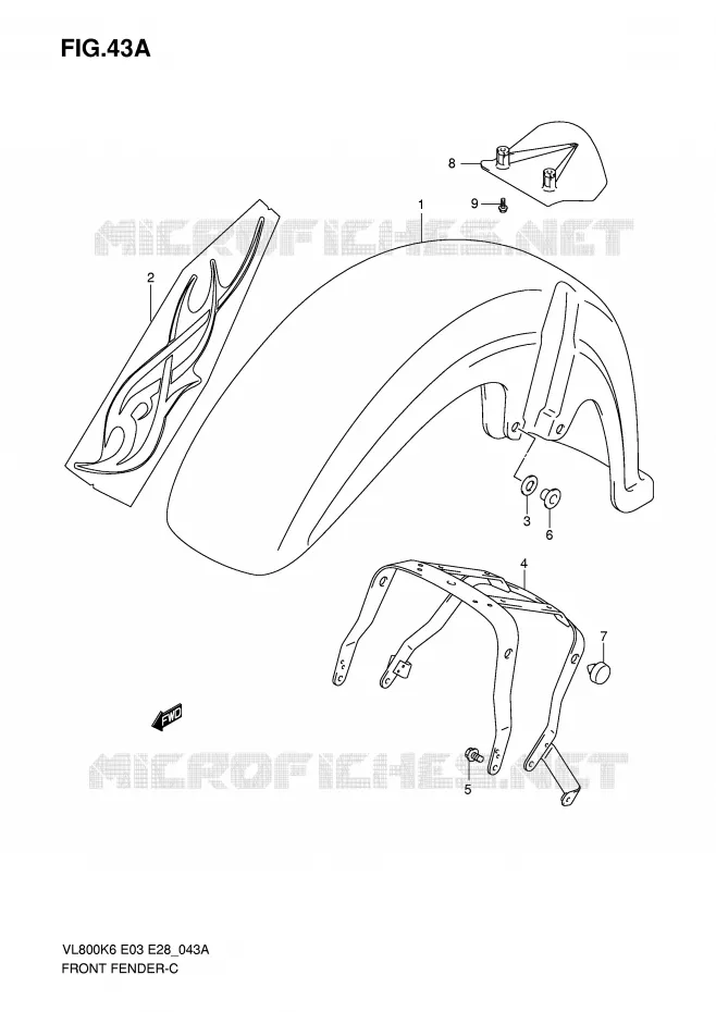 FRONT FENDER (VL800CK7) Suzuki MOTO 800 VOLUSIA 2009  VL800K9(E3/E28)