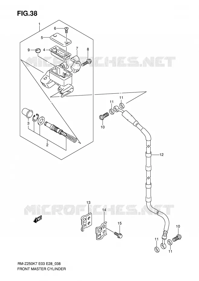 FRONT HOOFDREMCILINDER (MODEL K7) Suzuki MOTO 250 RM-Z 2008  RM-Z250K8(E3/E28)