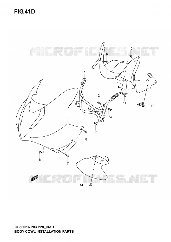 FRONT KUIP VERBLIJF  (GS500FK4/K5/K6) Suzuki MOTO 500 GS-F 2005  GS500FK5(P3)