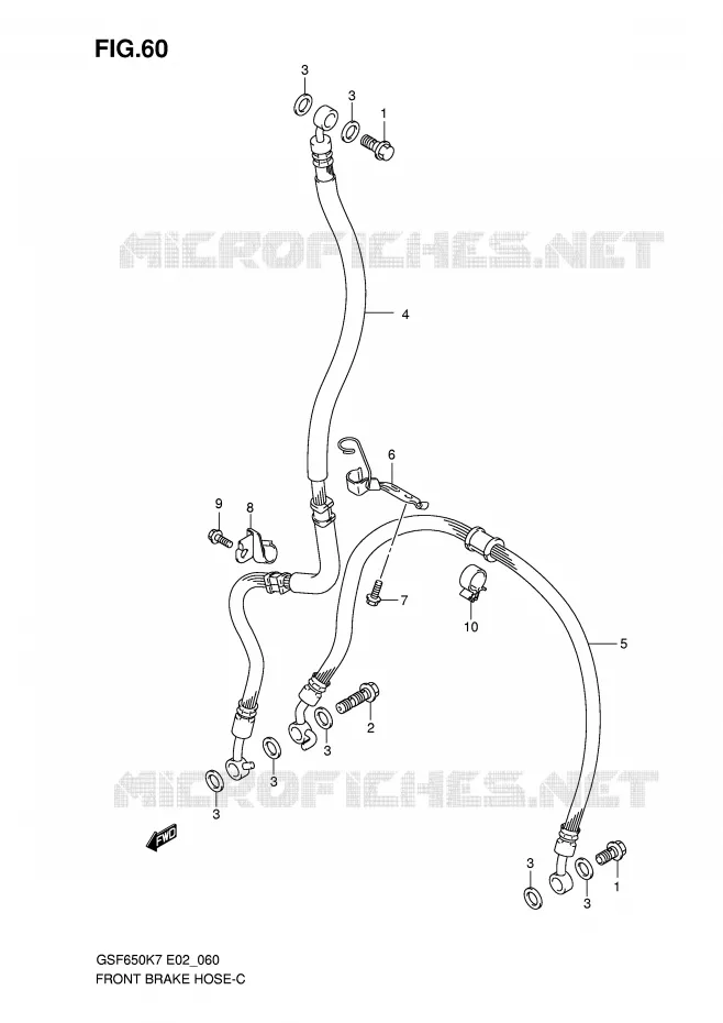 FRONT REMSLANG (GSF650K7/UK7/SK7/SUK7/K8/UK8/SK8/SUK8) Suzuki MOTO 650 BANDIT 2007  GSF650UAK7(E19)
