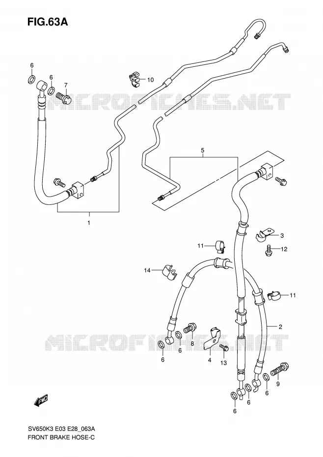 FRONT REMSLANG(SV650AK7/SAK7) Suzuki MOTO 650 SV 2003  SV650K3/SK3(E3/E28)