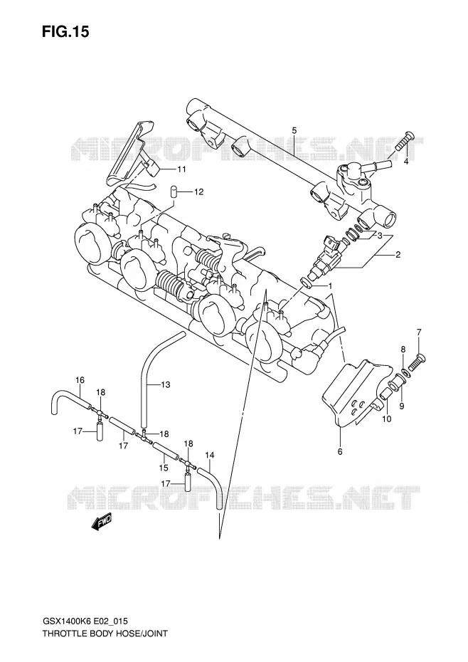GASKLEPHUIS SLANG / JOINT Suzuki MOTO 1400 GSX 2007  GSX1400ZK7(E2)