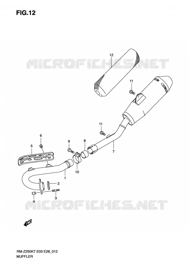 GELUIDDEMPER Suzuki MOTO 250 RM-Z 2008  RM-Z250K8(E3/E28)