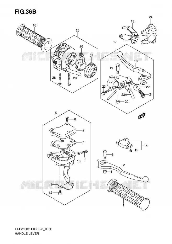 HANDGRIPS - LEVERS (MODELE K5/K6) Suzuki QUAD 250 OZARK 2003  LT-F250K3(E3/E28)