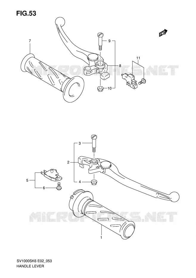 HANDGRIPS - LEVERS (SV1000/U1/U2) Suzuki MOTO 1000 SV 2007  SV1000S2K7(E2)