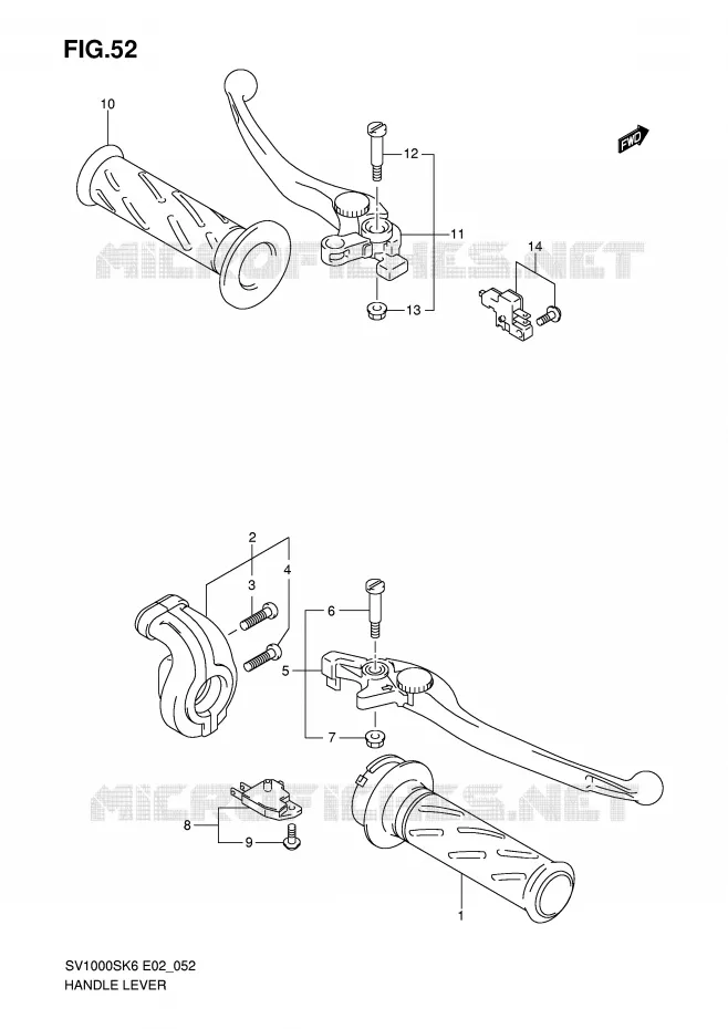 HANDGRIPS - LEVERS (SV1000S/S1/S2) Suzuki MOTO 1000 SV 2007  SV1000U2K7(E2)