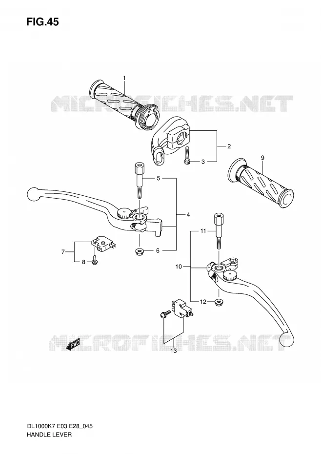 HANDGRIPS - LEVERS Suzuki MOTO 1000 V-STROM 2008  DL1000K8(E3/E28)