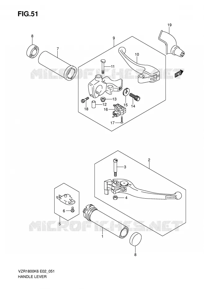 HANDGRIPS - LEVERS Suzuki MOTO 1800 INTRUDER 2007  VZR1800U2K7(E2)