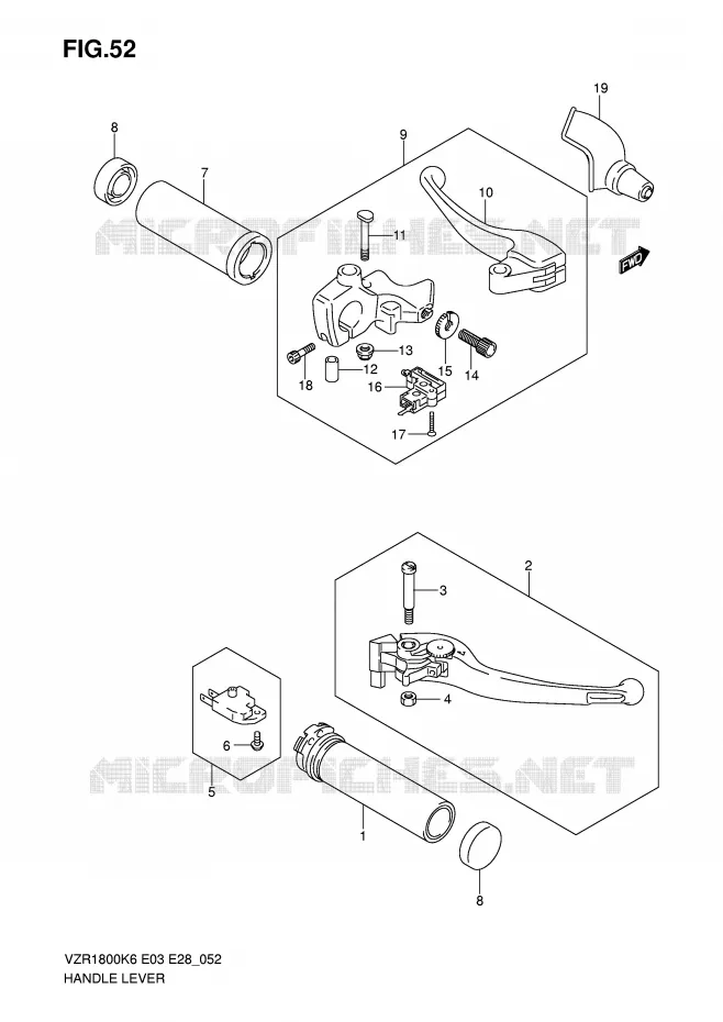 HANDGRIPS - LEVERS Suzuki MOTO 1800 INTRUDER 2009  VZR1800K9(E3/E28)