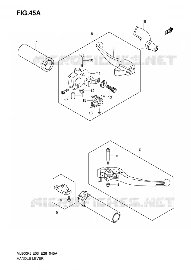 HEFBOMEN - HANDGRIPS (MODEL K7/K8/K9/L0) Suzuki MOTO 800 VOLUSIA 2010  VL800CL0(E3/E28)