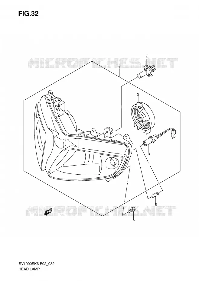 KOPLAMP (SV1000 S/S1/S2) Suzuki MOTO 1000 SV 2006  SV1000S2K6(E2)