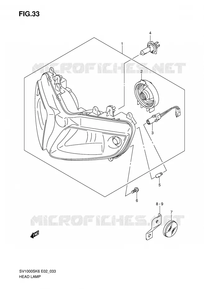 KOPLAMP (SV1000S E24) Suzuki MOTO 1000 SV 2007  SV1000U2K7(E2)