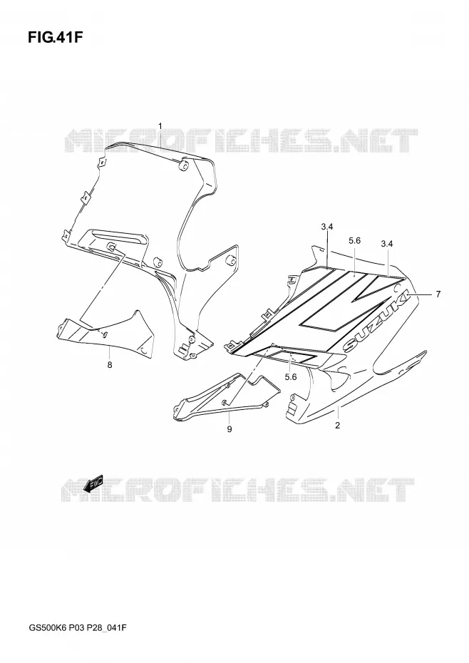 ONDER COWLING  (GS500FK5) Suzuki MOTO 500 GS-E 2005  GS500K5(P3)