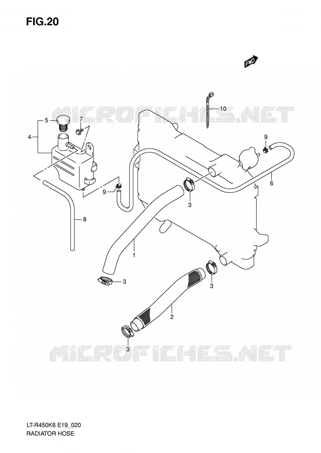 RADIATOR SLANG Suzuki QUAD 450 QUADRACER 2006  LT-R450K6(E19)