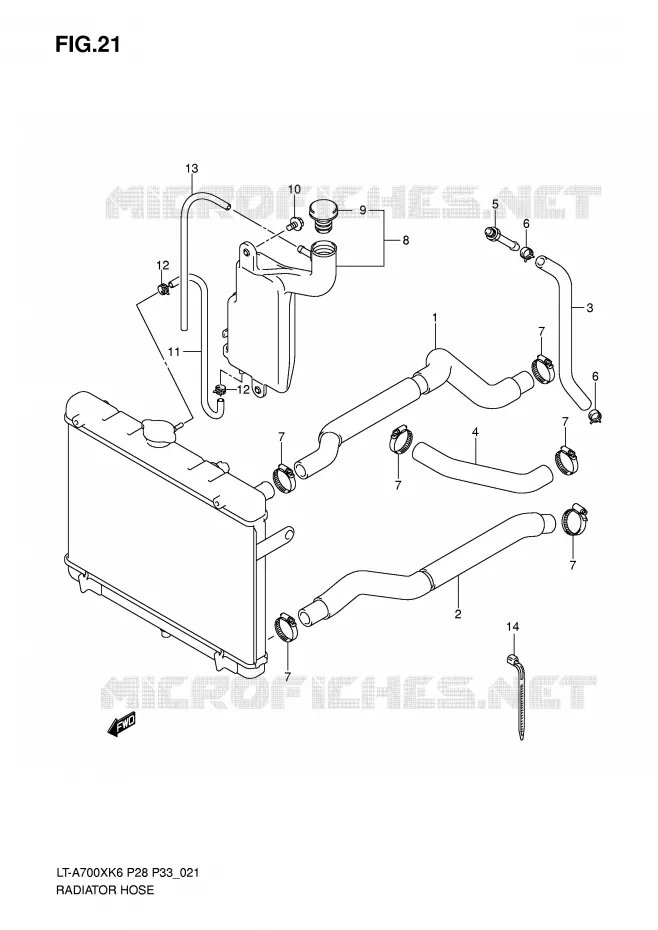 RADIATOR SLANG Suzuki QUAD 700 KINGQUAD 2007  LT-A700XK7(P28/P33)