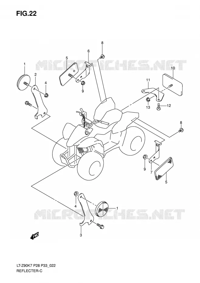 REFLECTOR (P28) Suzuki QUAD 90 QUADSPORT 2008  LT-Z90K8(P28/P33)